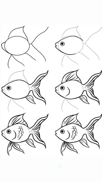 cách vẽ con cá hoạt hình bằng bút chì