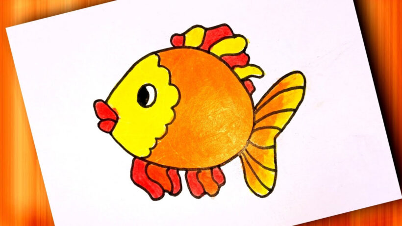 cách vẽ con cá hoạt hình bằng màu dạ
