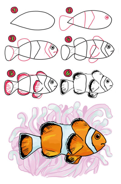 cách vẽ con cá hoạt hình đẹp