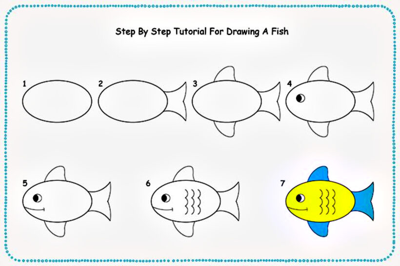 cách vẽ con cá hoạt hình đơn giản