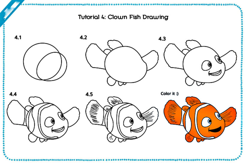 cách vẽ con cá hoạt hình theo từng bước