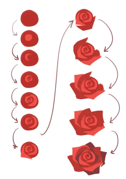 cách vẽ hoa hồng nhung