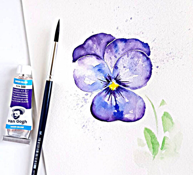cách vẽ hoa violet (xanh) dễ thực hiện