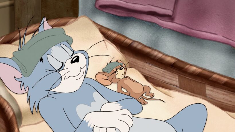 Hình ảnh Tom và Jerry hòa thuận nằm cùng nhau