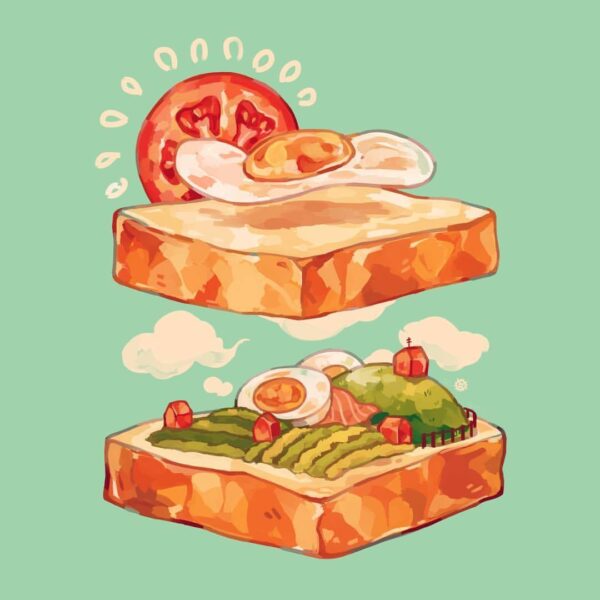 Hình ảnh đồ ăn cute bánh sandwich hấp dẫn
