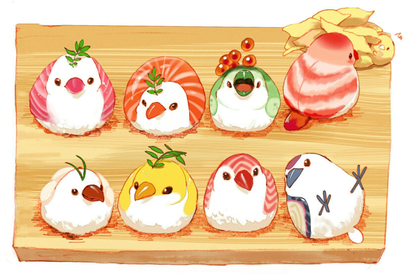 Hình ảnh đồ ăn cute miếng sushi hình chim cánh cụt