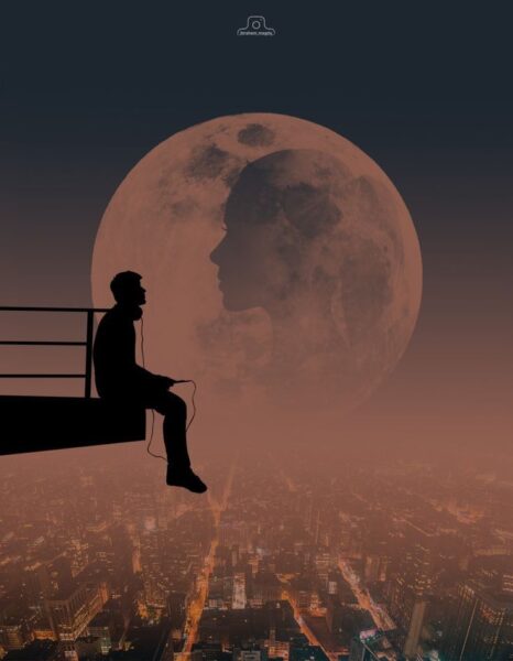 ảnh avatar cô đơn dưới ánh trăng tròn