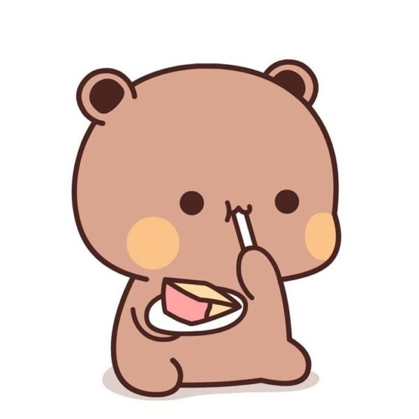 ảnh avatar gấu ăn bánh kem cute