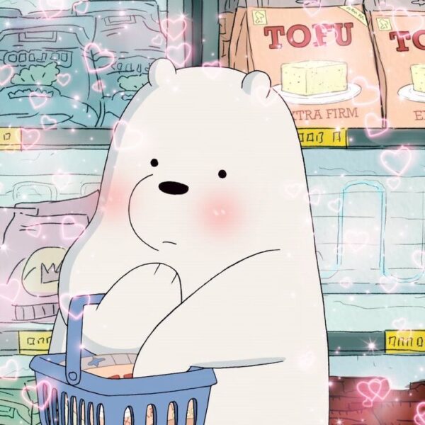 hình avatar gấu thông minh đi siêu thị