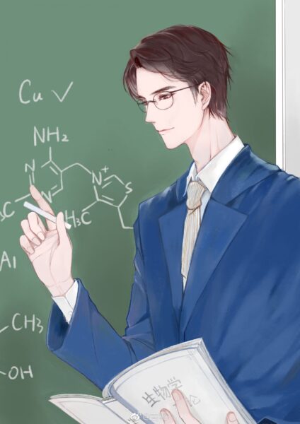 hình thầy giáo anime dạy hóa học