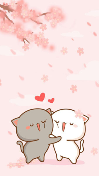 Hình nền cute dễ thương hai chú mèo hôn nhau