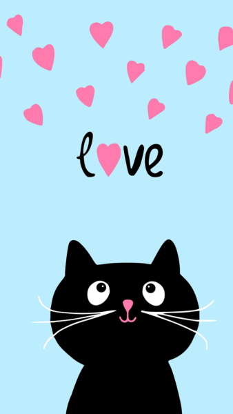Hình nền cute dễ thương mèo đen love
