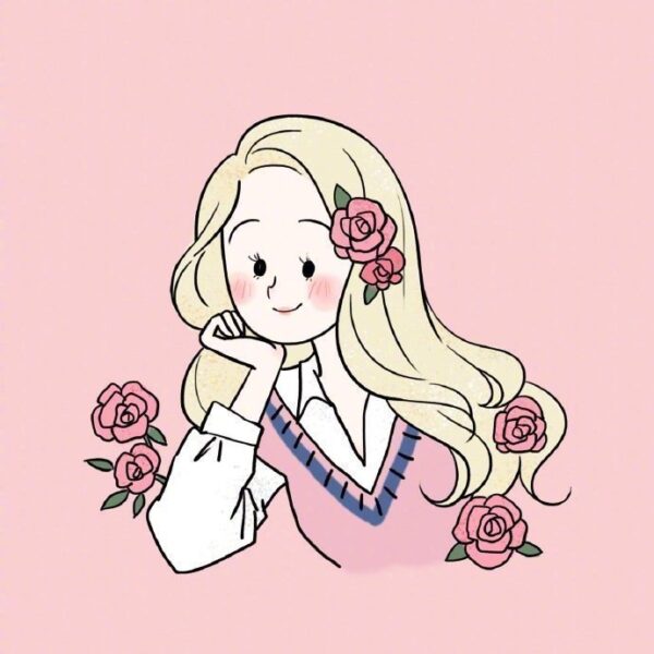 hình avatar tiktok nữ cài hoa đáng yêu