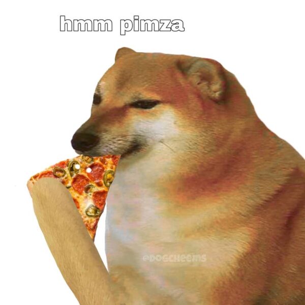 Ảnh meme cheems ăn pizza