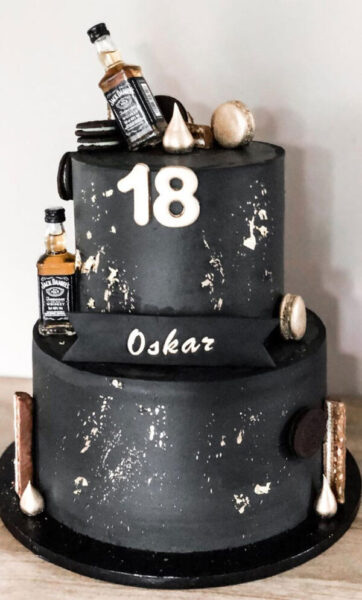 Bánh sinh nhật 18 tuổi màu đen siêu ngầu