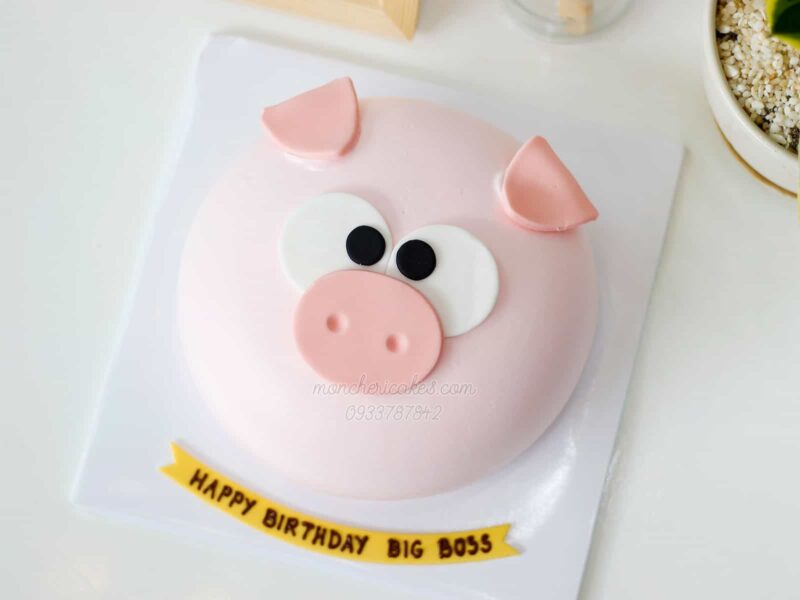 Mẫu bánh sinh nhật con lợn cho người tuổi Hợi khối tròn