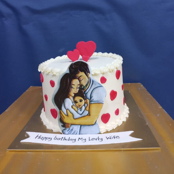 Mẫu bánh sinh nhật vợ yêu có hình yêu thương