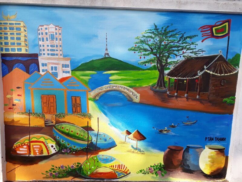 Tranh vẽ thành phố hòa bình Quảng Nam