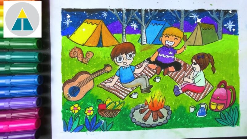 Vẽ tranh cắm trại ngày hè