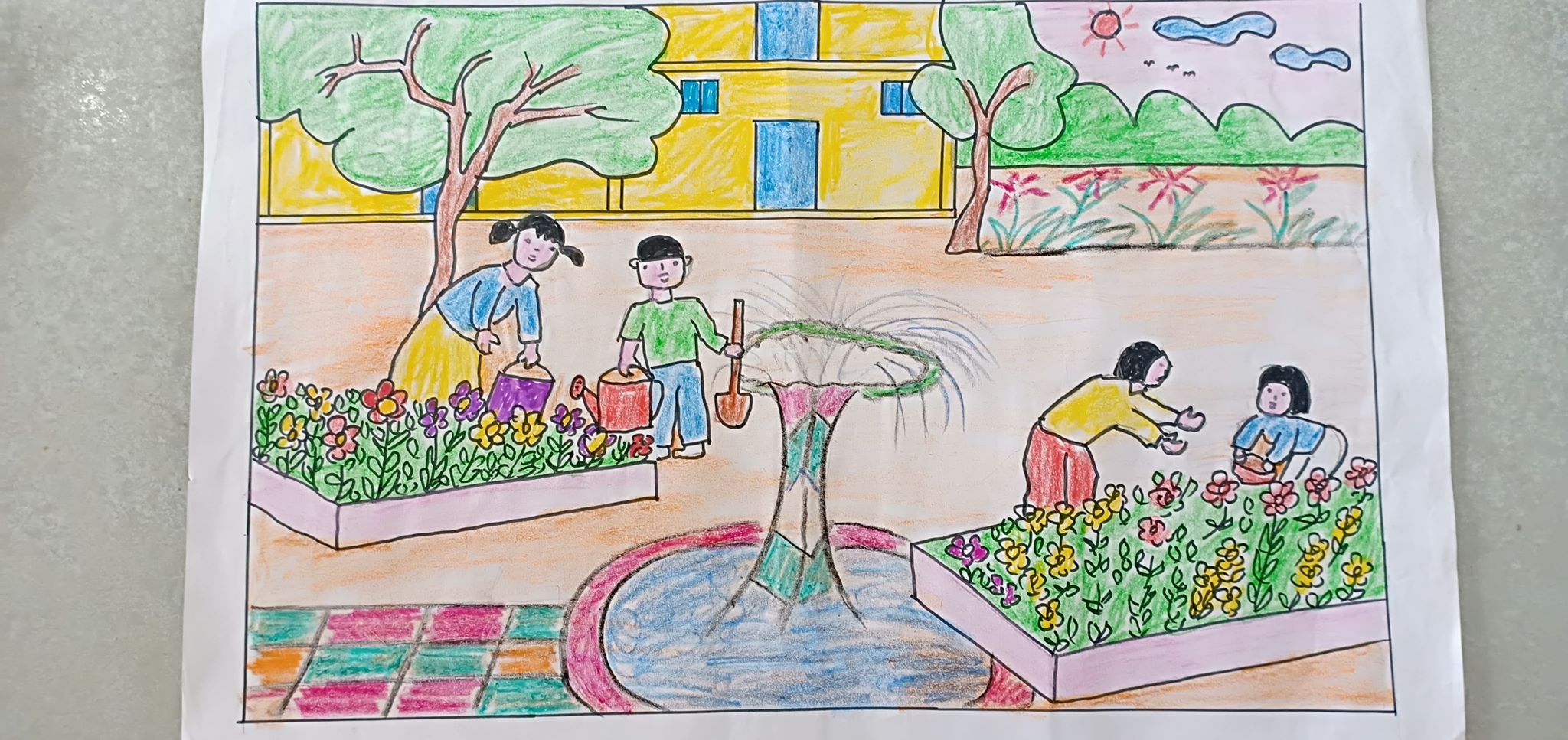 Khám Phá Bộ Sưu Tập Vẽ Tranh Vườn Hoa Trường Em Cực Dễ Thương