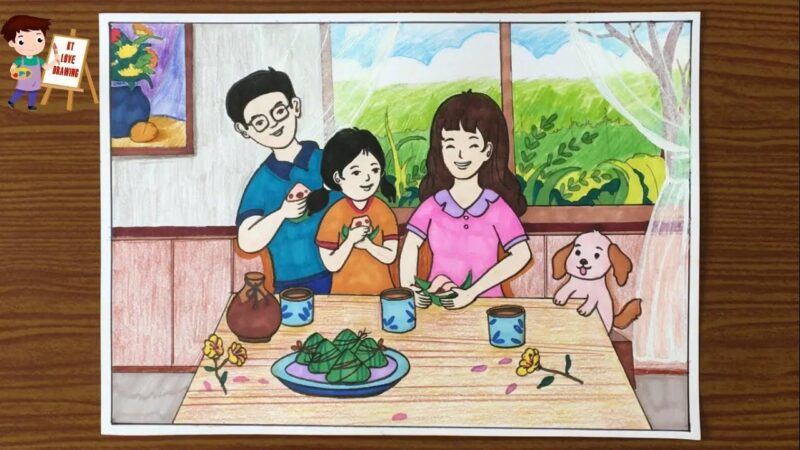 Vẽ tranh sinh hoạt gia đình