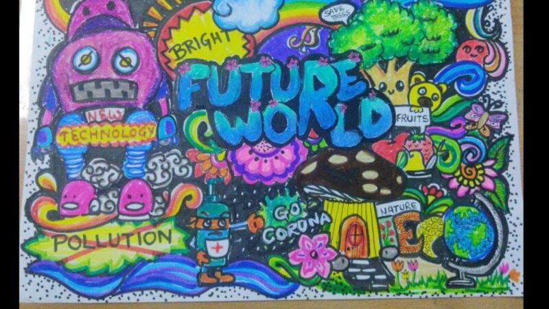 Vẽ tranh thế giới trong tương lai tranh doodle