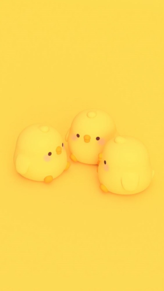 Hình nền màu vàng ba chú gà con