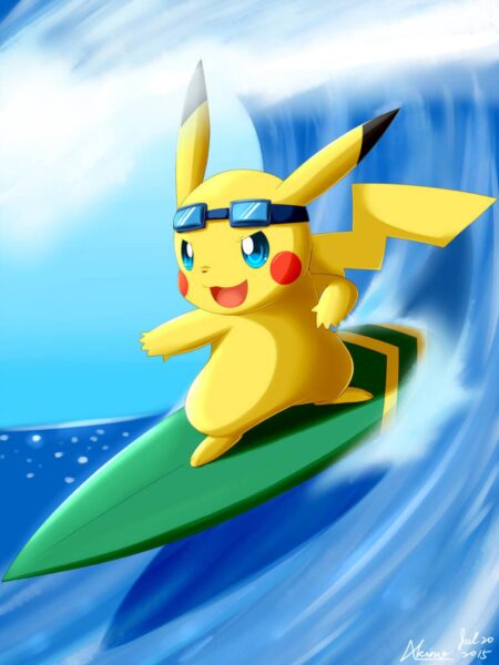 Hình nền pokemon pikachu lướt sóng