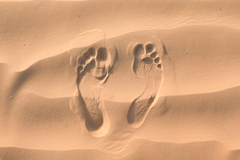 Hình nền vàng cát có dấu chân