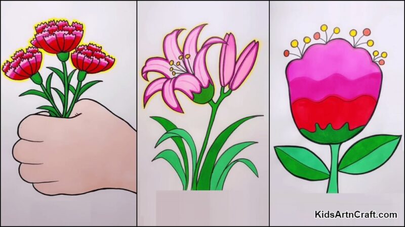 Tranh vẽ hoa đơn giản cho em bé