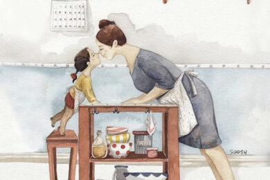 Hình vẽ mẹ và con gái đẹp, tranh vẽ mẹ và con gái