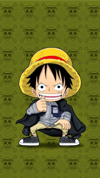 Hình ảnh avatar Luffy mặc đồ hiện đại đáng yêu