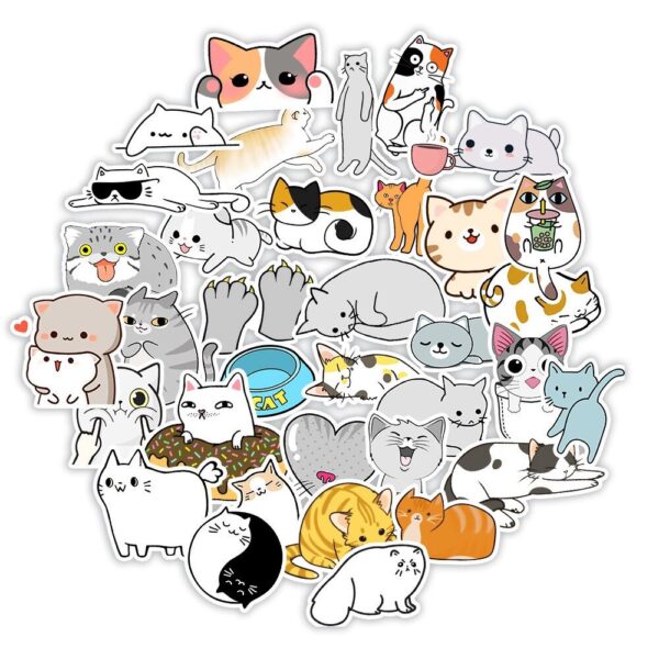 Hình vẽ sticker cute mèo nhièu sắc thái