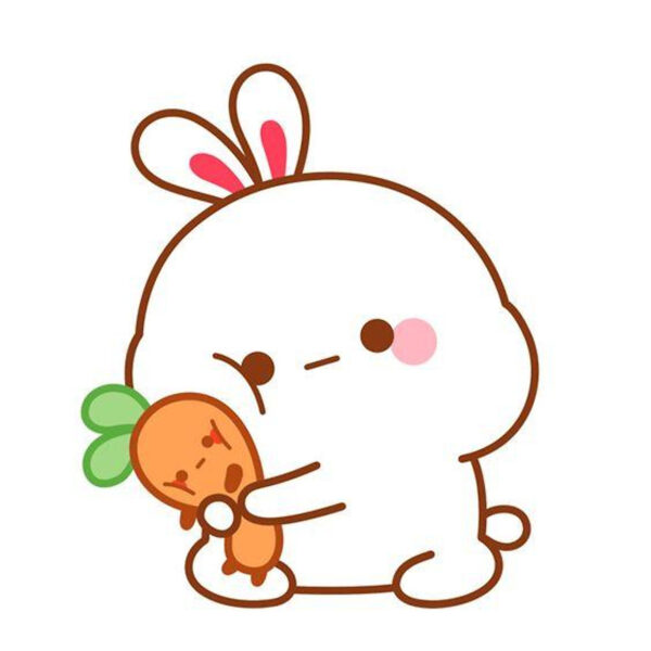 Hình vẽ sticker cute thỏ ôm cà rốt