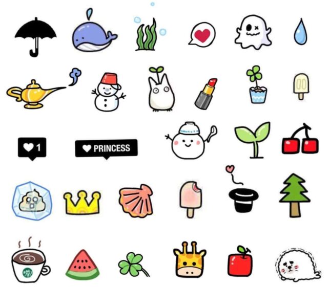 Hình vẽ sticker cute về các icon dễ thương