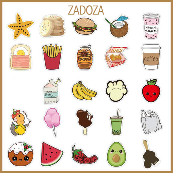 Hình vẽ sticker cute về các loại đồ ăn thức uống