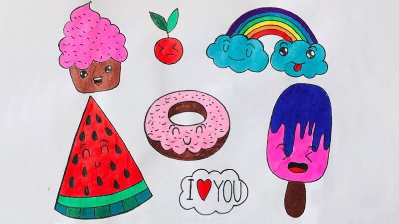 Hình vẽ sticker cute về các loại kem