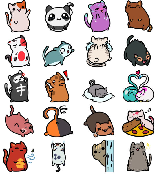 Hình vẽ sticker cute về chú mèo