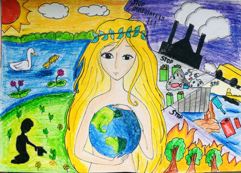 Vẽ tranh bảo vệ môi trường bảo vệ mẹ thiên nhiên