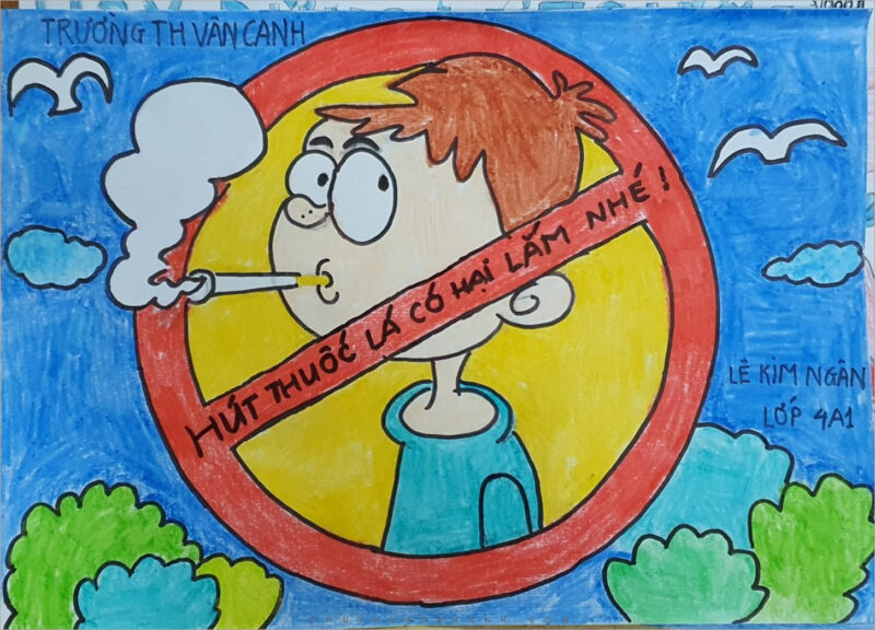 Vẽ tranh cấm hút thuốc lá đẹp