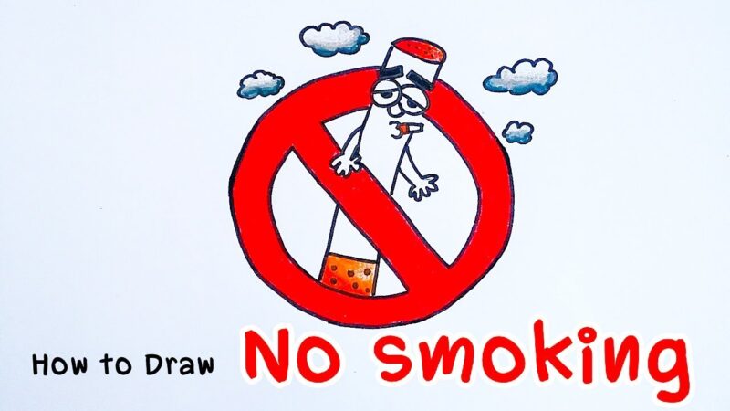 Vẽ tranh cấm hút thuốc lá đơn giản đẹp