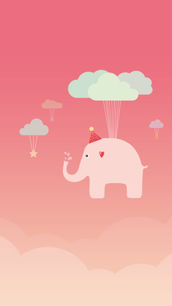 Hình nền iPhone cute voi bay giữa trời xanh