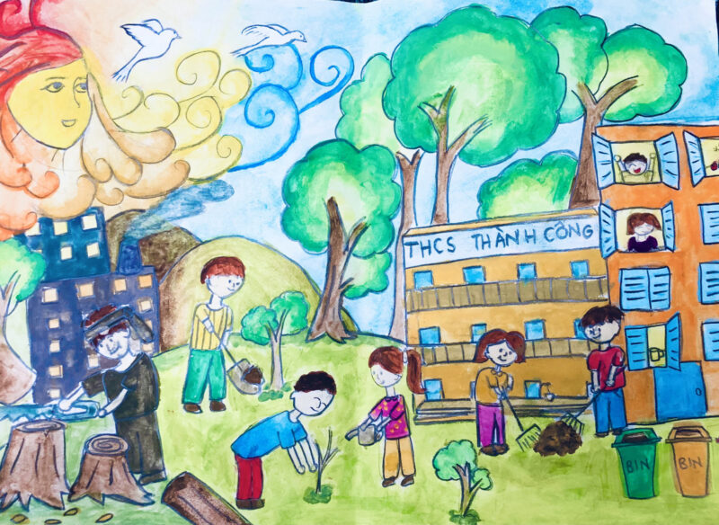 Tranh vẽ bảo vệ môi trường của học sinh lớp 5