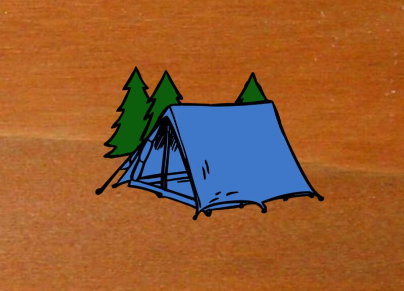 Vẽ tranh lều trại màu xanh