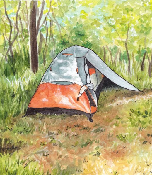 Vẽ tranh lều trại trong rừng